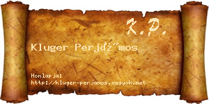 Kluger Perjámos névjegykártya